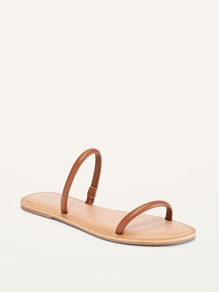 Faux-Leather Double Strap Slide Sandals for Women | Old Navy (US)