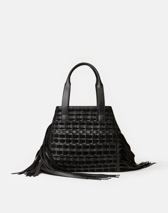 Handwoven Fringe Leather & Suede L Tote—Small | Lafayette 148 New York