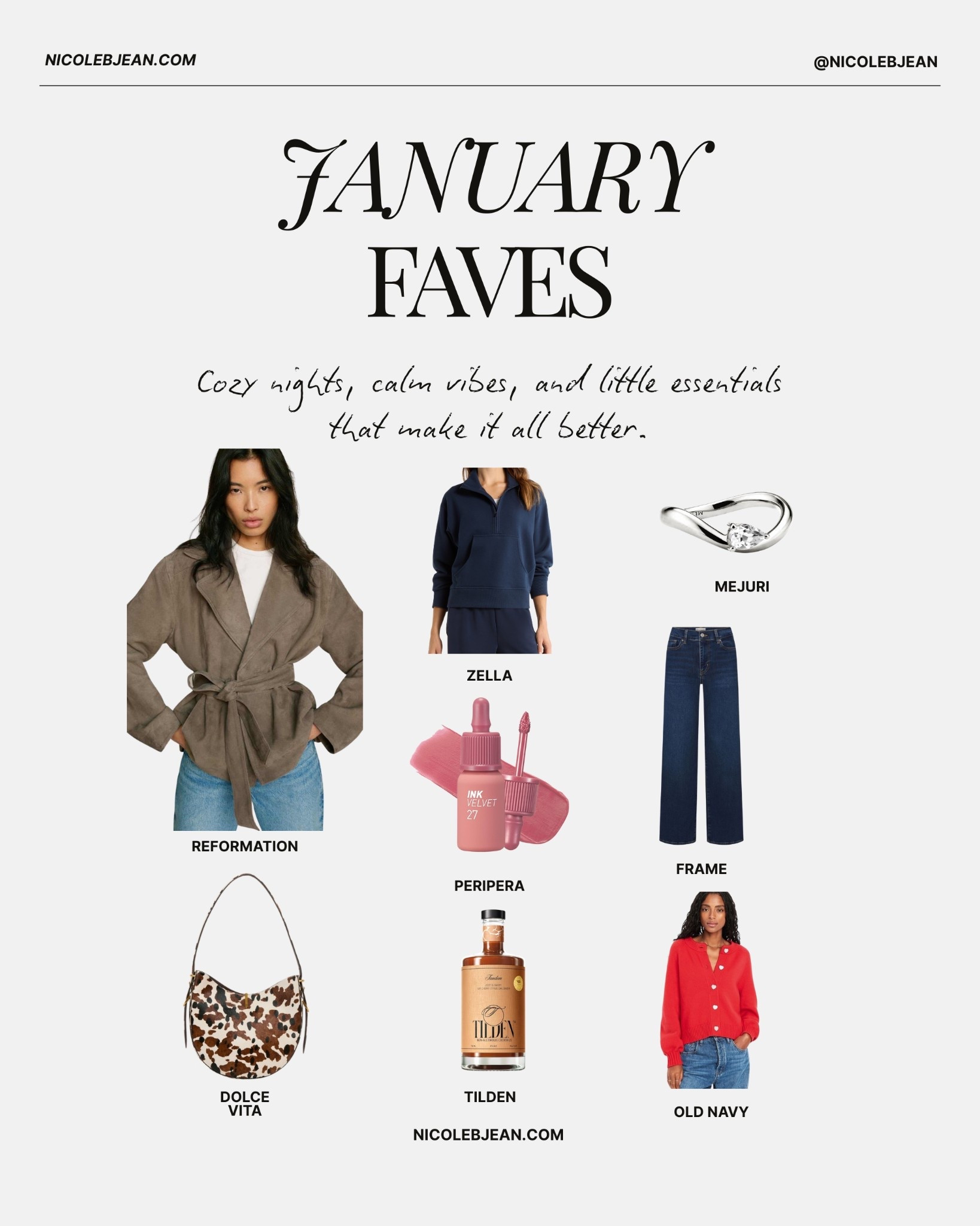 All the best things I discovered in January, from a mocktail that tastes like a 🌶️ marg to the perfect pair of wide-leg jeans. 👖 

#LTKSeasonal #LTKPetite #LTKOver40