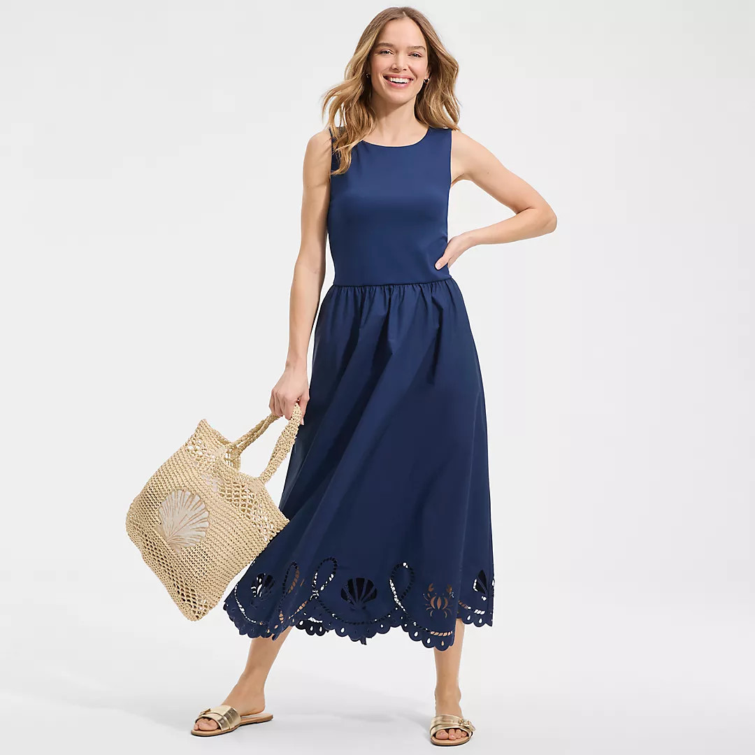 Women's Embroidered Duet Midi Dress | Lands' End (US)