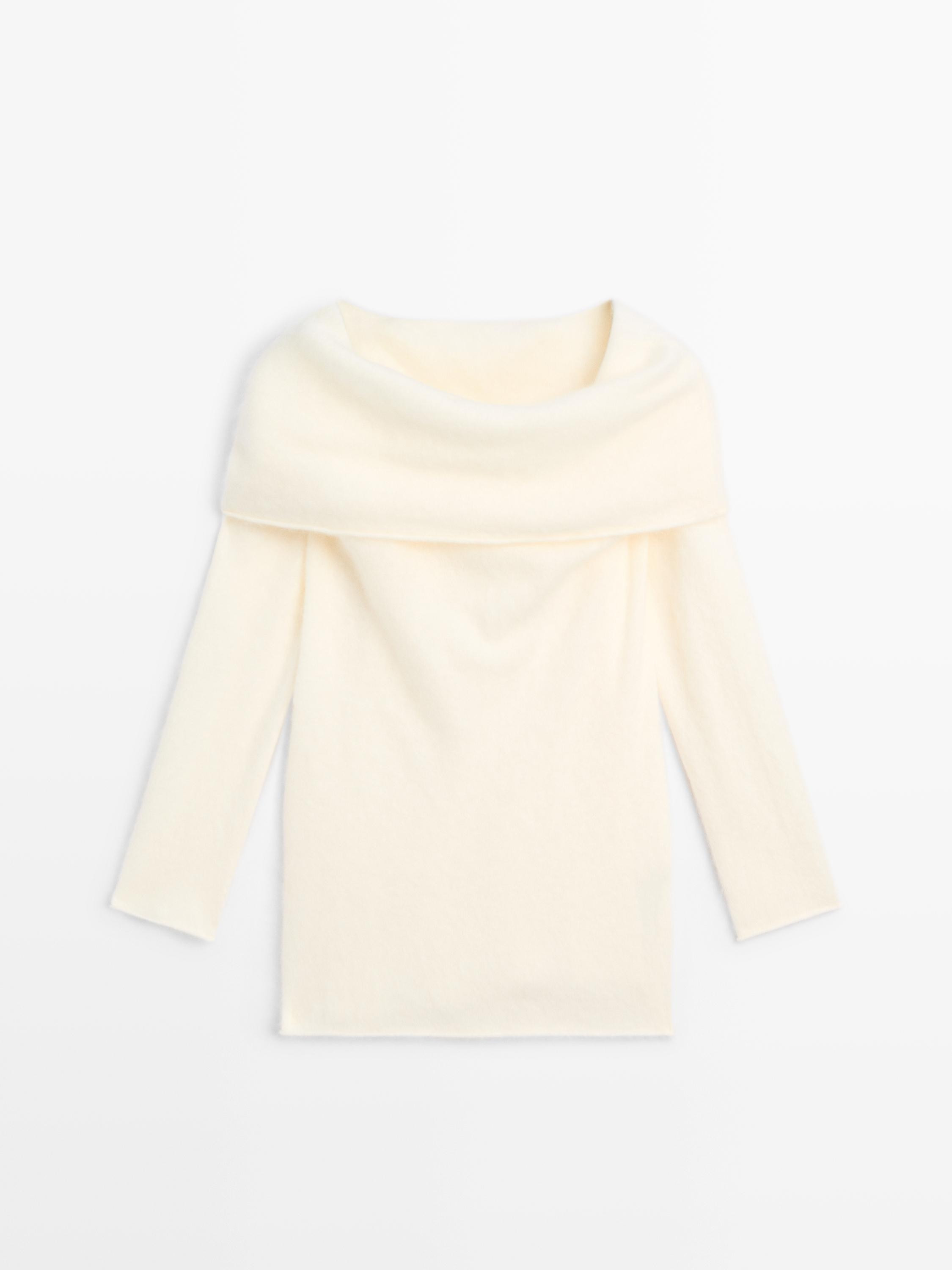 Knit wool and cashmere sweater with exposed shoulders | Massimo Dutti UK