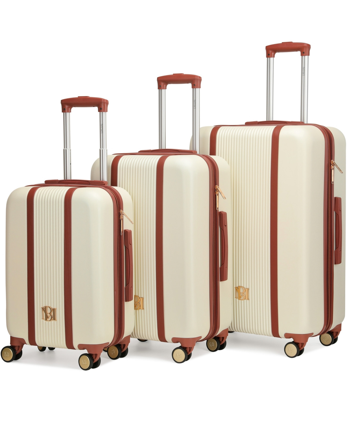 Badgley Mischka Mia Expandable Retro Luggage Set, 3 Piece - Champagne | Macy's