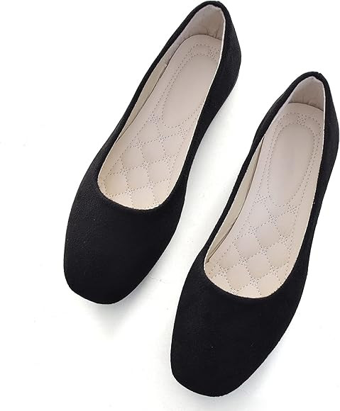 ChaiRong Zhou Women Square Toe Ballets Flats Comfort Slip On Walking Shoes for Driving | Amazon (US)