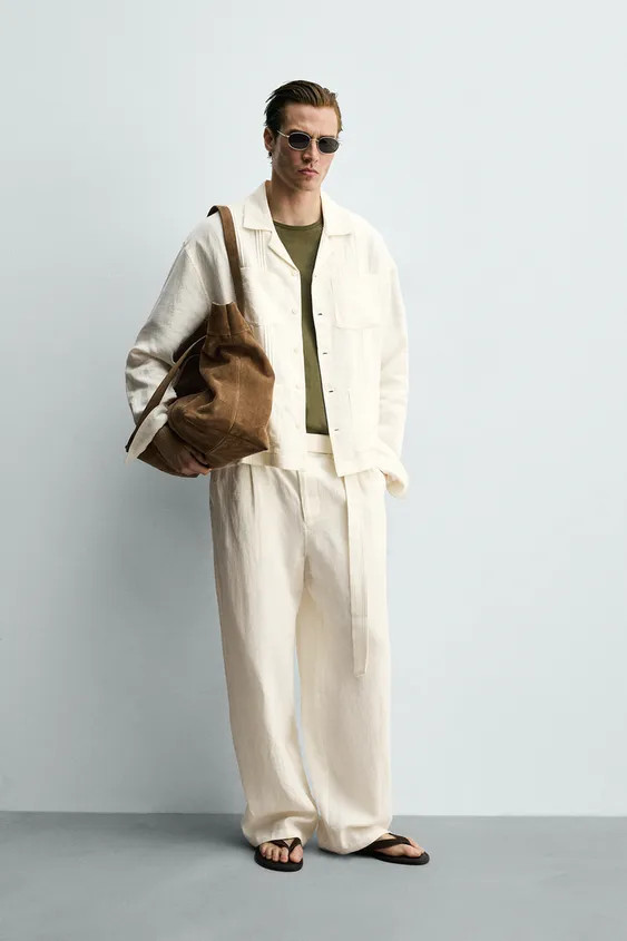 RELAXED-FIT-HOSE AUS 100 % LEINEN MIT G\u00dcRTEL | Zara DE
