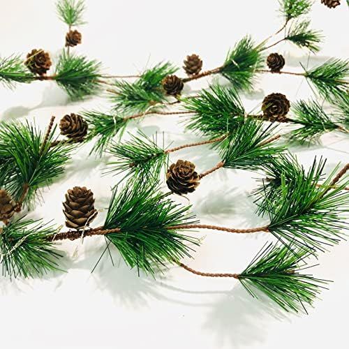 HamiFinee Christmas Garland with 30 LED Fairy Lights 6.2FT Battery Operated Pine Garlands with Pine  | Amazon (US)