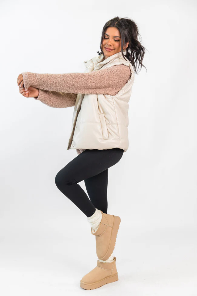 Georgia Light Beige Platform Mini Boot | Pink Lily