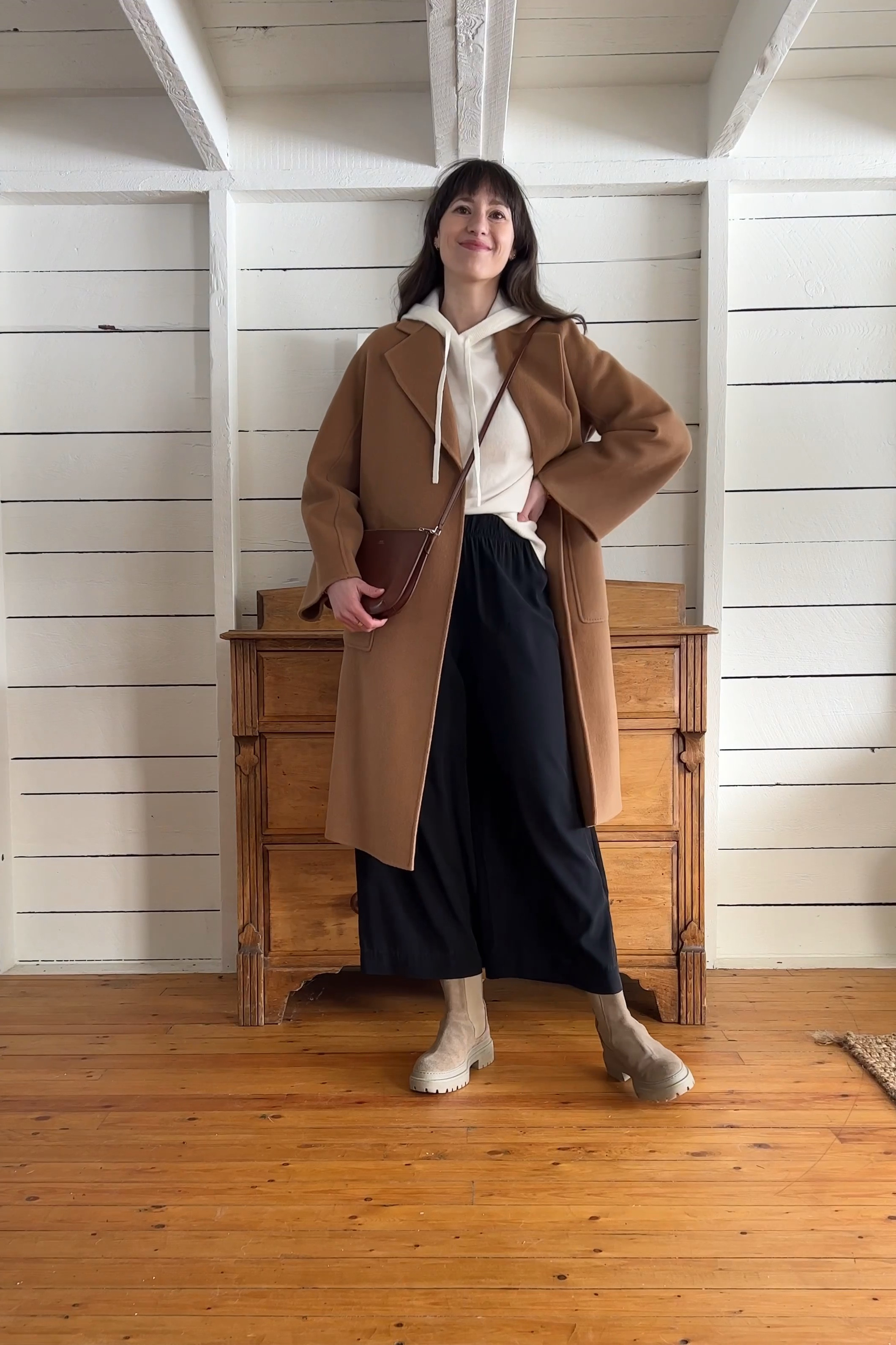 Happy Friday! Here’s another easy, comfy, transitional spring look in action! I love the simplicity of this one and how calm it feels. 

Hoodie is super soft and fit is tts - Use STYLEBEE20 for 20% Off (direct link on the blog). 

My favourite bag is back in stock! 

Coat is by The Curated, similar for less linked and the silk pants are old so I’ve linked to a similar option. 

#springoutfit #casualoutfit 

#LTKSeasonal