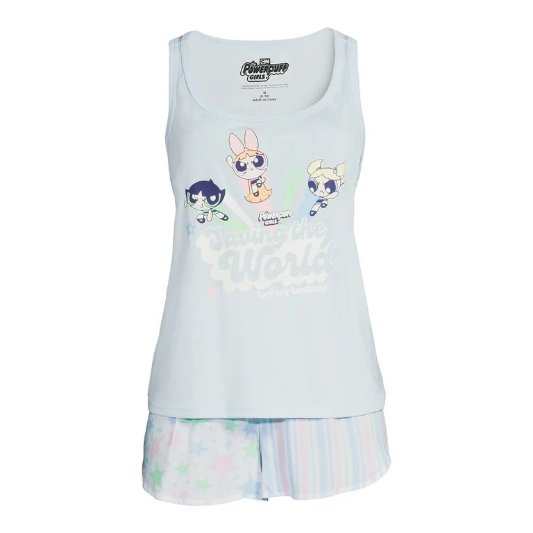 Warner Bros. Powerpuff Girls Women's and Women's Plus Shorty Pajama Set, 2-Piece | Walmart (US)