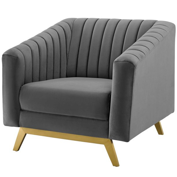 Modern Contemporary Urban Living Room Lounge Club Lobby Tufted Armchair Accent Chair, Velvet Fabr... | Walmart (US)