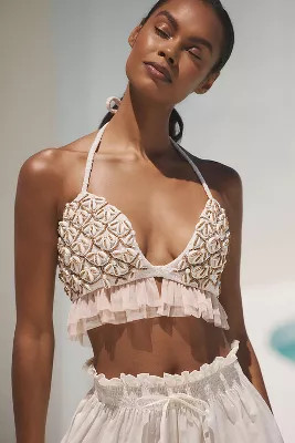 By Anthropologie Shell-Embellished Crop Cami | Anthropologie (US)