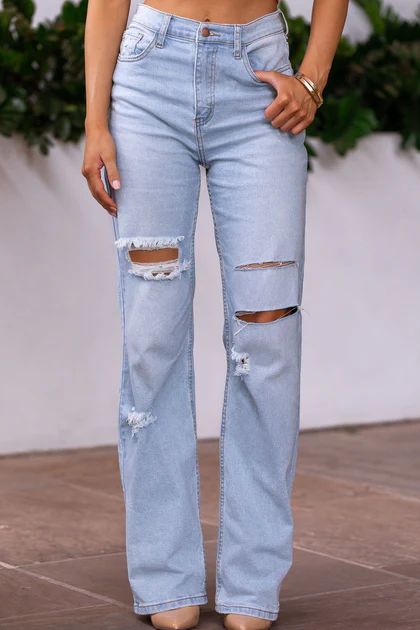 Sulli Distressed Straight Leg Jeans | Shop Priceless