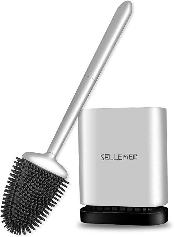 Sellemer Toilet Brush and Holder Set for Bathroom, Flexible Toilet Bowl Brush Head with Silicone ... | Amazon (US)