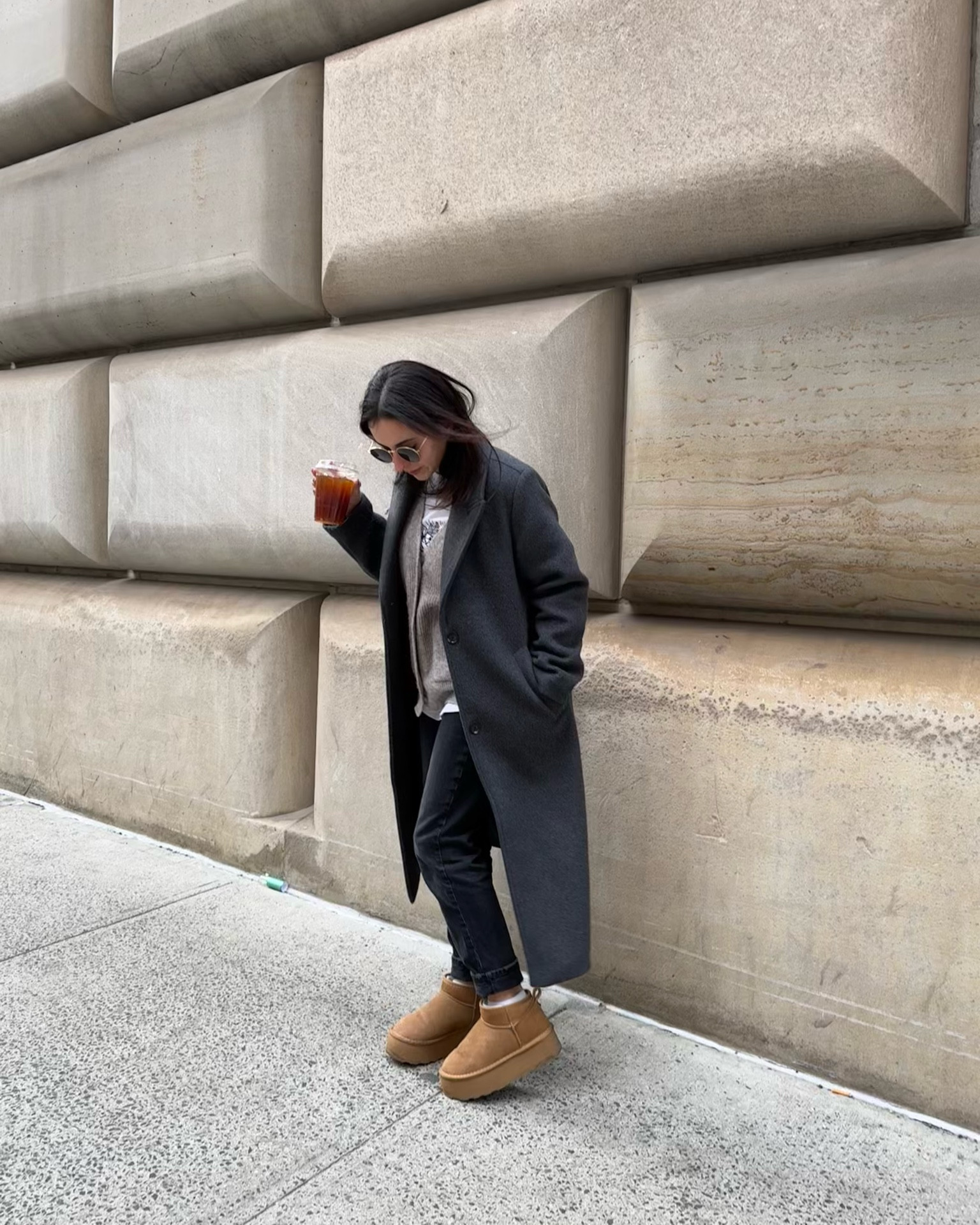 Minimal cozy winter fit with the warmest wool blend jacket. Gray wool jacket, gray cardigan, black jeans, uggs

#LTKstyletip #LTKSeasonal