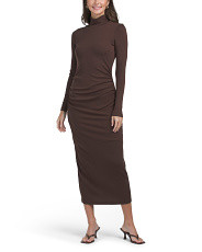 Lexi Rib Ruched Turtleneck Dress | TJ Maxx