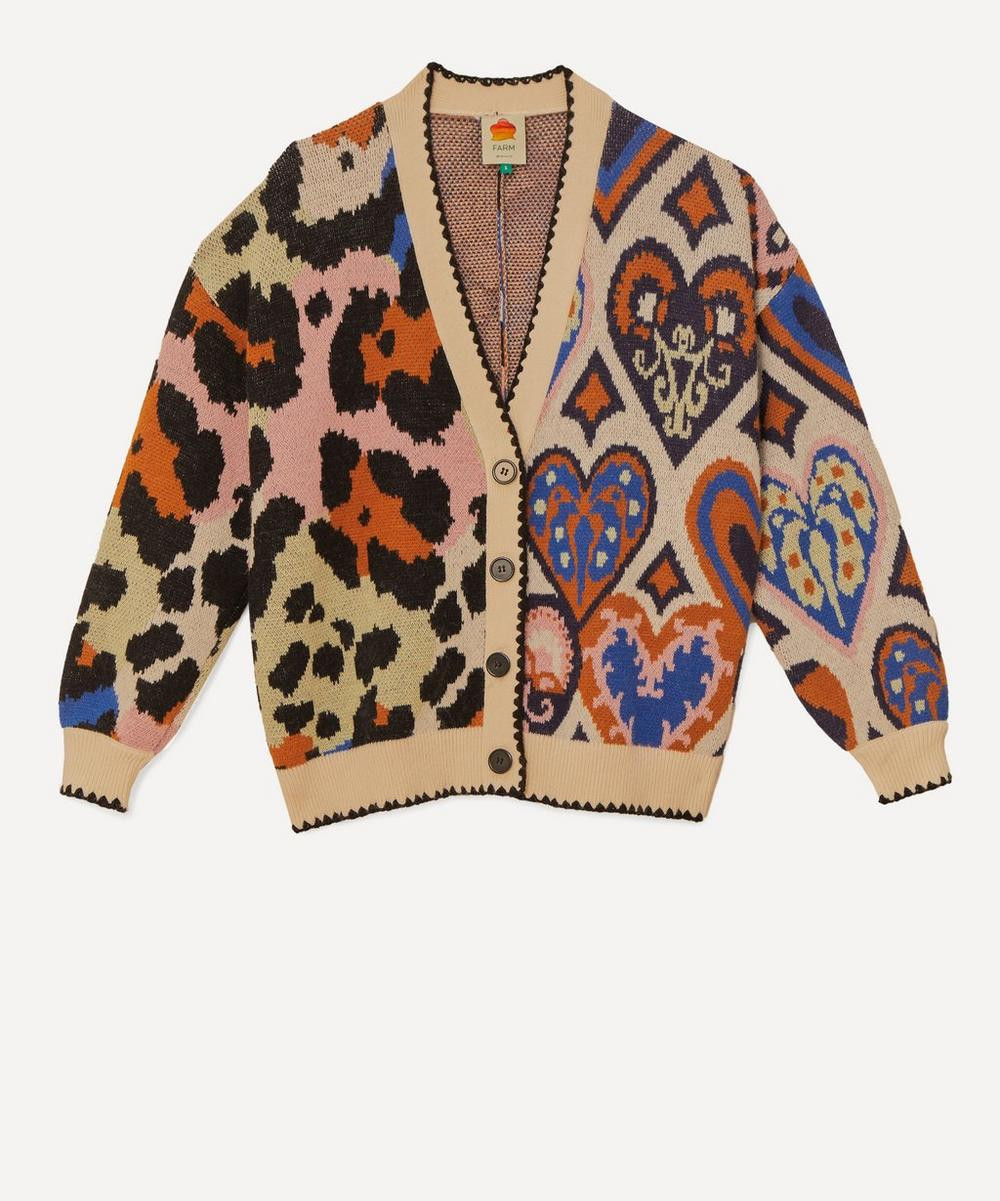FARM Rio Women's Mixed Ikat Hearts Knit Cardigan Cream L | Liberty London (US)