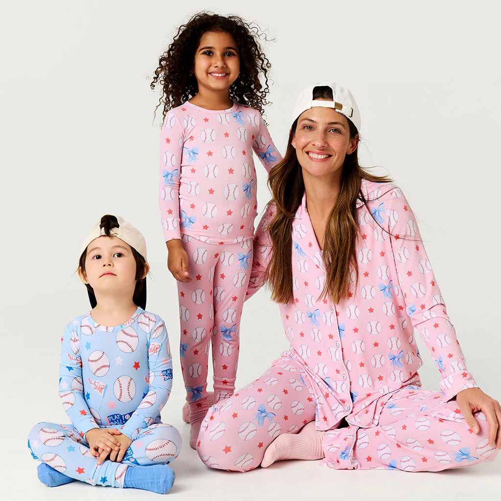 Baseball Blue Long Sleeve Play Ball Classic Pajama Set | Posh Peanut® | Posh Peanut
