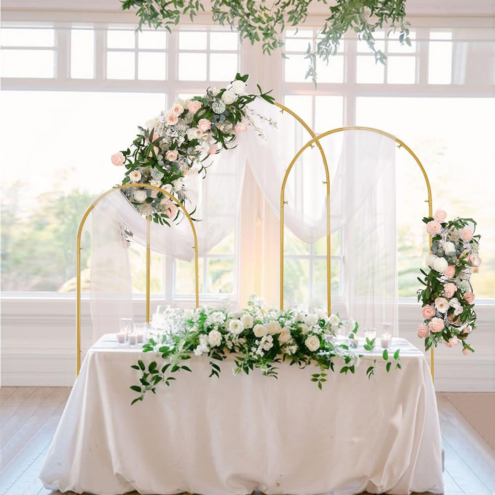 Vincidern Wedding Arch Backdrop Stand Set of 3 (6.6FT, 5.9FT, 4.9FT), Metal Backdrop Stand for We... | Amazon (US)