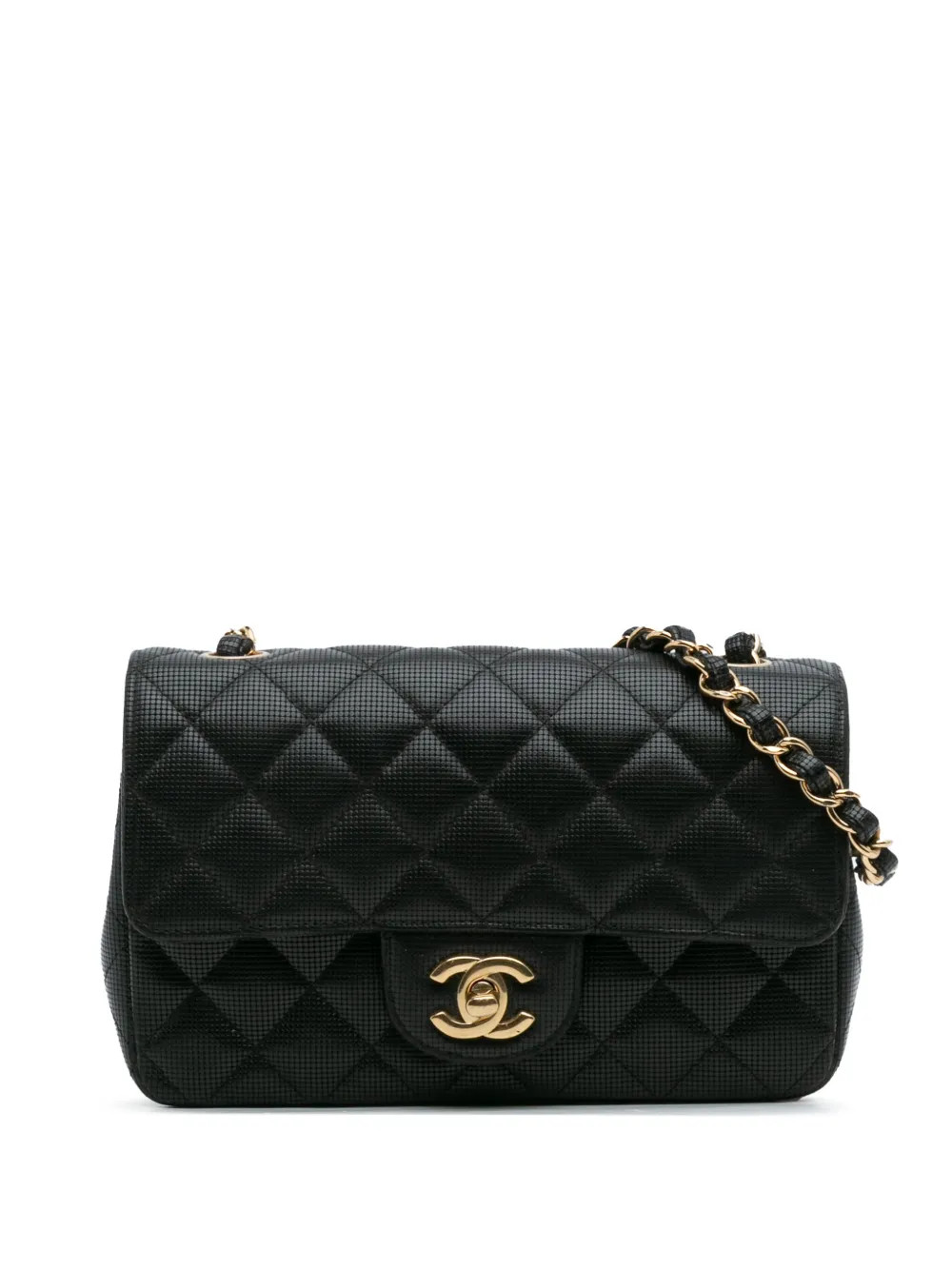 CHANEL Pre-Owned 2015-2016 Mini Rectangular Classic Calfskin Pixel Effect Single Flap Crossbody B... | Farfetch Global