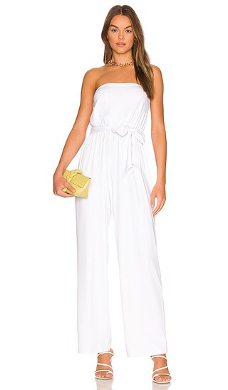 x REVOLVE Strapless Blouson Jumpsuit in Sugar | Revolve Clothing (Global)