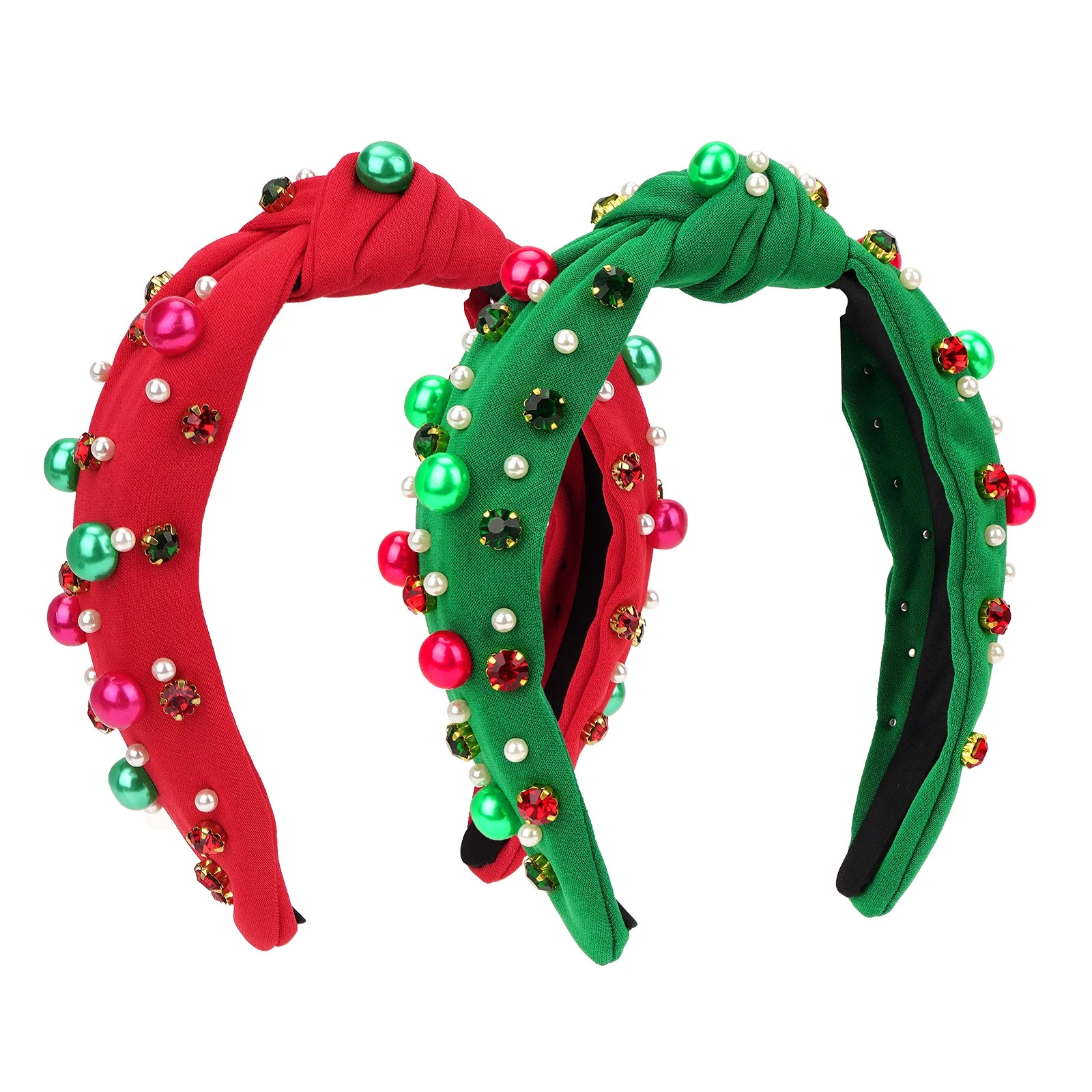 DODAMOUR 2 Pack Headband for Women, Wide Crystal Pearl Headbands for Christmas Hair Accessories, ... | Walmart (US)