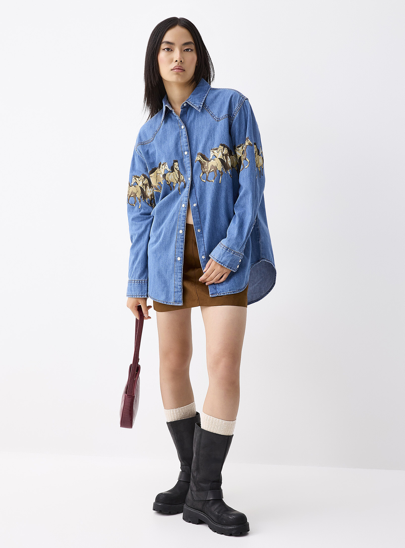 Wrangler - Horse herd denim shirt (Women, Blue, X-SMALL) | Simons