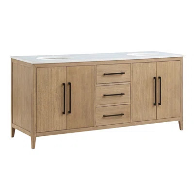 Alsup 72'' Free Standing Double Bathroom Vanity with Calacatta Quartz Top | Wayfair North America