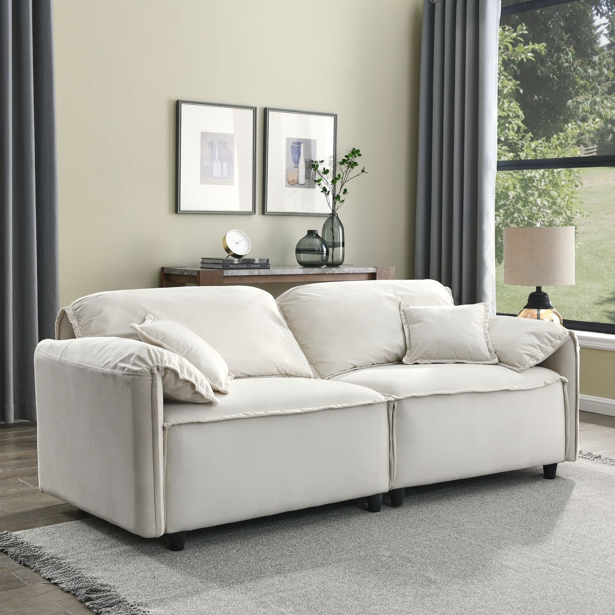 79" Modern 3-Seater Upholstered Sofa Couches with 2 Pillows-ModernLuxe | Target