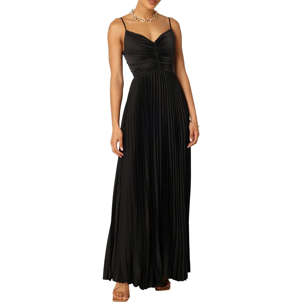 Petal & Pup Naira Pleated Maxi Dress in Black at Nordstrom, Size 14 | Nordstrom