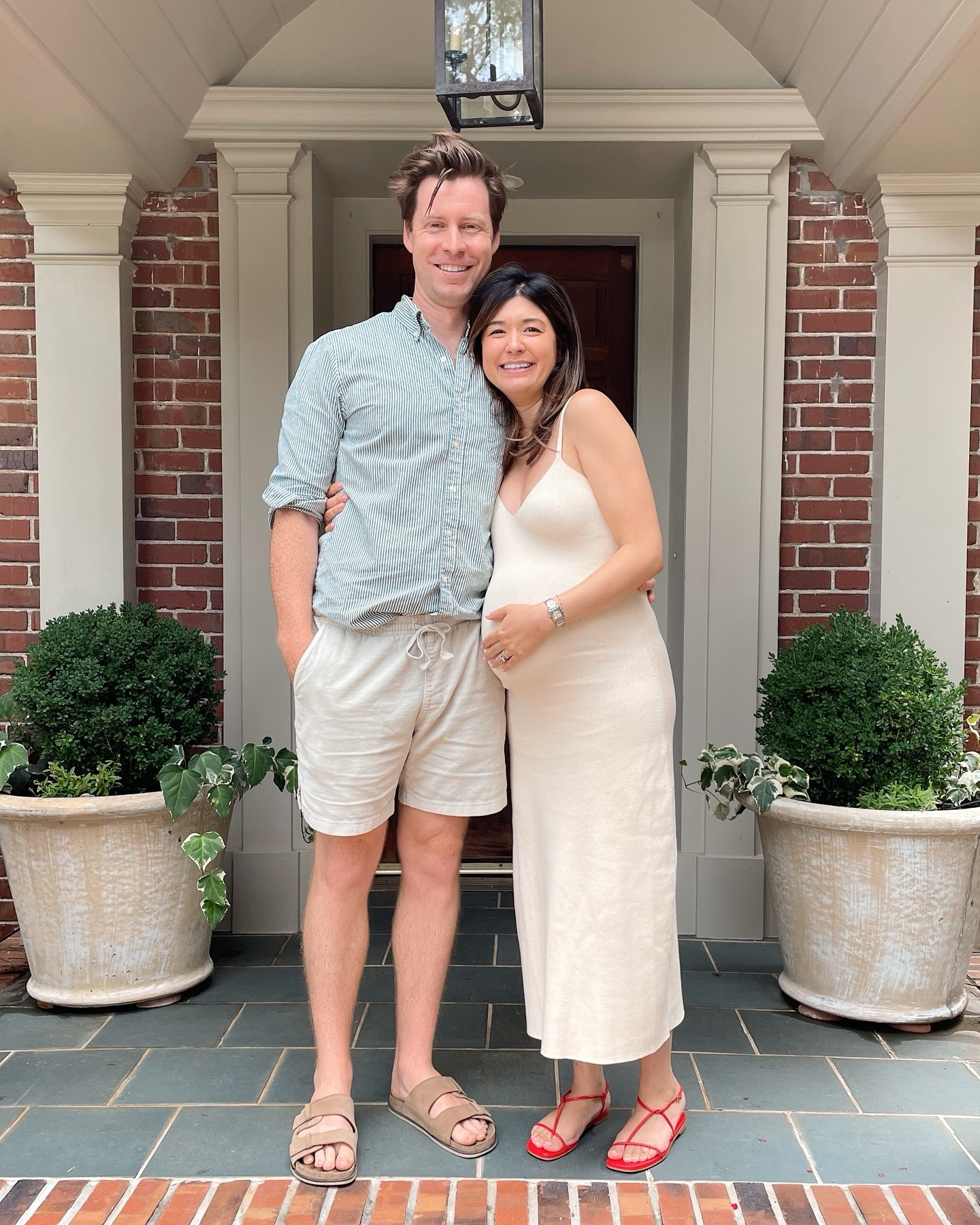 Immortalizing this impromptu shoot from the sweetest baby shower my angel of sisters-in-law and mother-in-law threw for us last weekend. We started out perfectly normal but quickly devolved into our true personalities 😂

Thinking I’ll frame photos 3 through 5 in a large blown up size over the crib? Can’t wait to embarrass our child with these one day 🤪

VOTE ON WHICH SHOULD BE OUR HOLIDAY CARD BELOW IF YOU’D SO LIKE ‼️

—

On one serious note, this outfit was so so comfy and I couldn’t rec it more whether preg or not — details below!

Dress is Sezane - I went up one size to a S for pregnancy, so I’d definitely recommend TTS if not pregnant. It also comes in black which currently has its full size run available!

Shoes are by a new to me favorite brand Essen - true to size and so on trend, high quality, and Uber comfy. ‼️SHOPPING TIP ‼️ The link I shared only has a few sizes left, but if you use code SUMMER you’ll get 20% off. You can also get them directly from Essen (search The Evening Sandal - Red) and you can get 10% off your first order 💜

#LTKBaby #LTKBump #LTKStyleTip