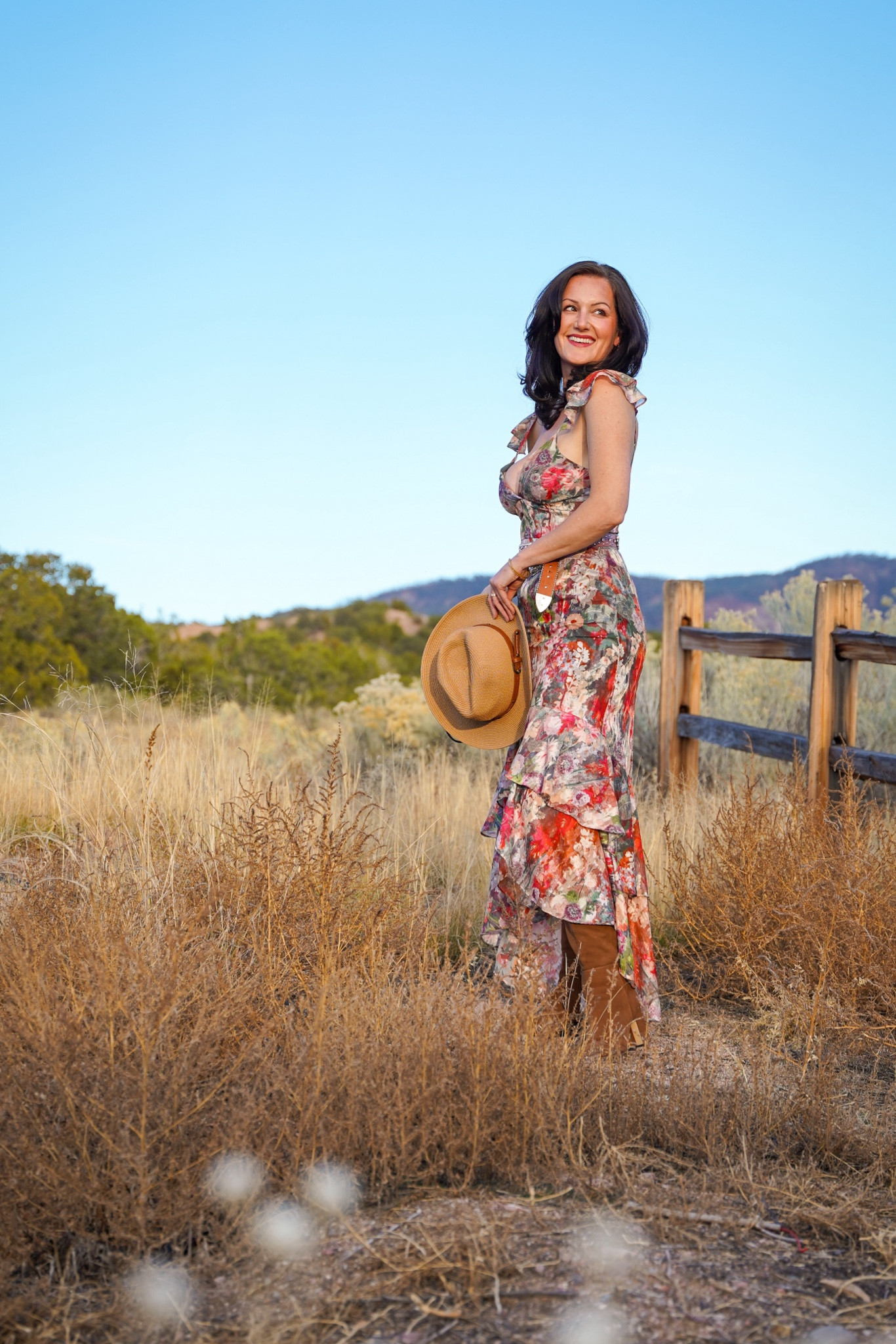 Southwestern style - Santa Fe Style - Fall fashion - Floral dresses - Boots - Hats - Fall wedding guest dress

#LTKStyleTip #LTKSeasonal