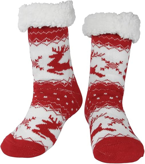 Slipper Socks for Women with Gripper - Winter Non Slip Thick Fuzzy Socks - Warm Cozy Christmas Gi... | Amazon (US)