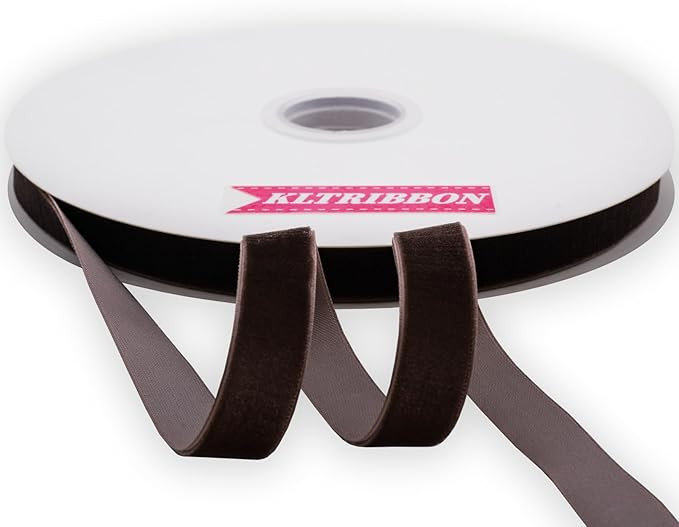 Nylon Brown Velvet Ribbon Single Sided,5/8 Inch X 25Yards Spool | Amazon (US)