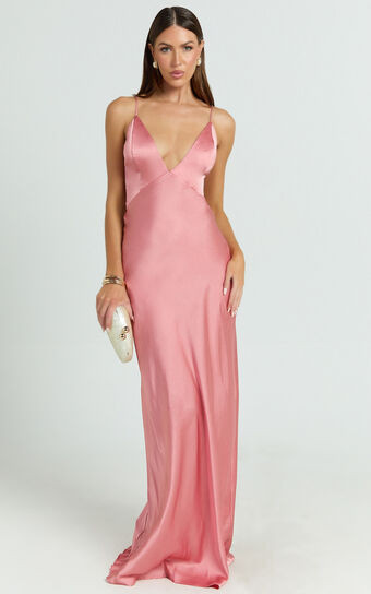 Quincy Maxi Dress - Satin Slip Dress in Pink | Showpo (US, UK & Europe)