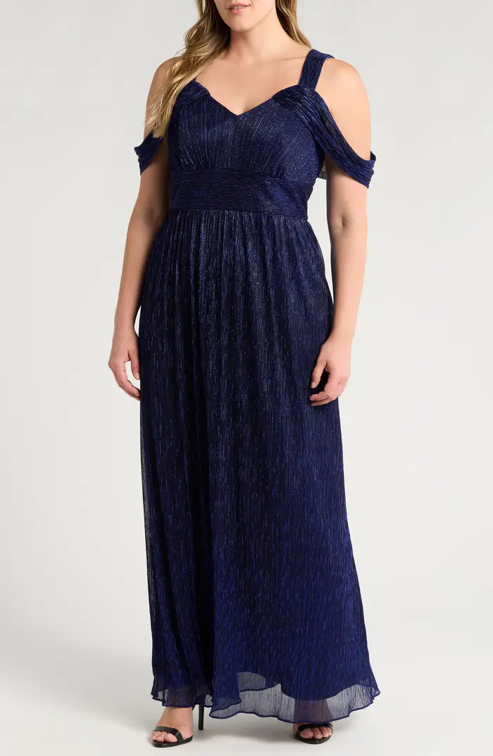 Alex Evenings Metallic Cold Shoulder Gown | Nordstrom | Nordstrom