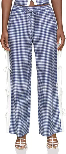 Side Tie Gingham Drawstring Pants | Nordstrom
