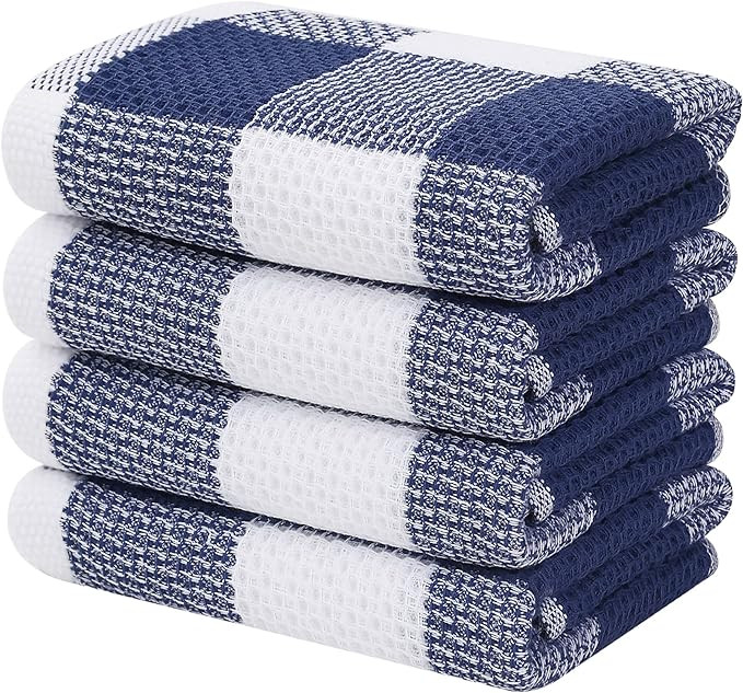 Homaxy 100% Cotton Waffle Weave Check Plaid Kitchen Towels, 13 x 28 Inches, Super Soft and Absorb... | Amazon (US)