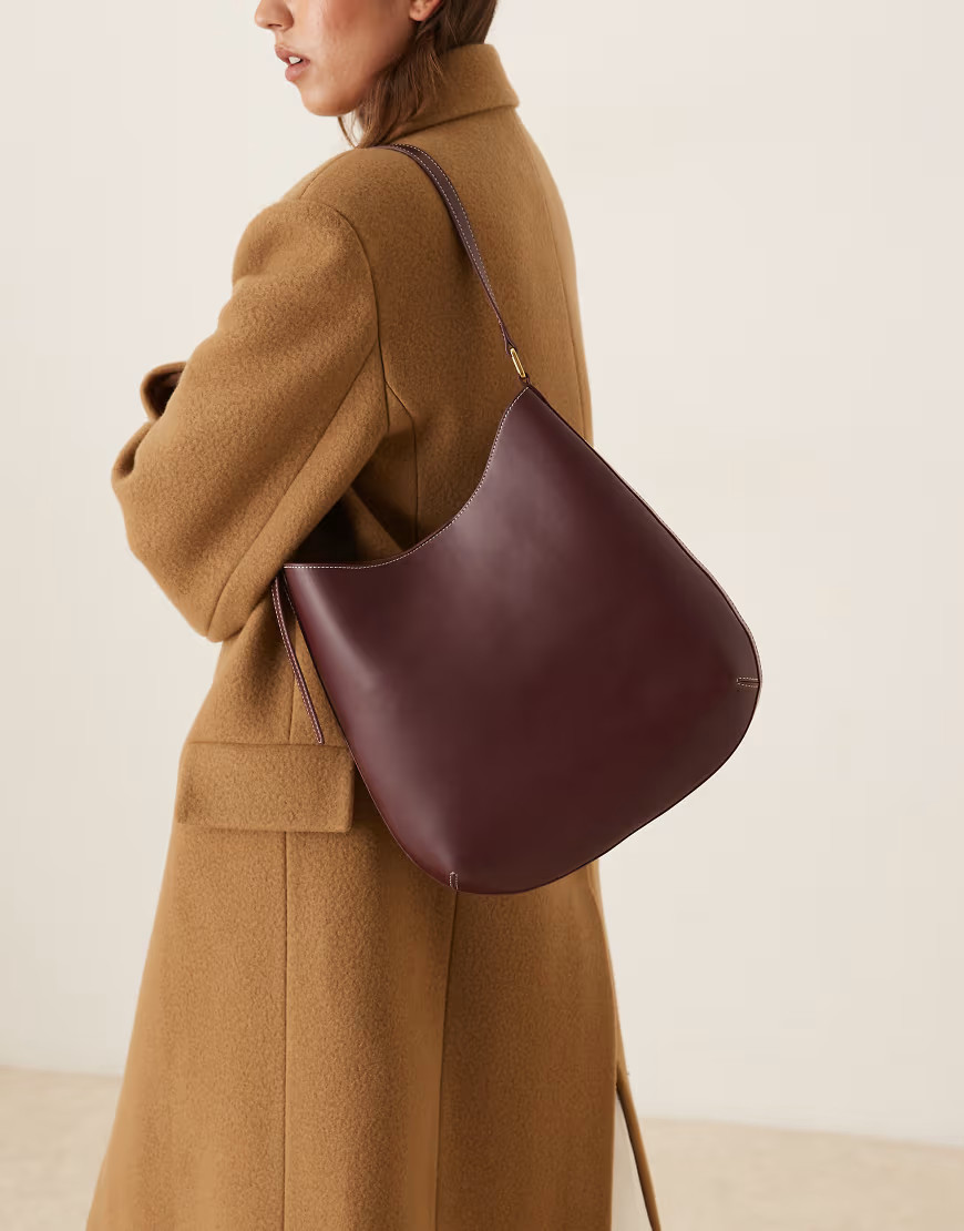 Mango faux leather large shoulder bag in cherry red | ASOS (Global)
