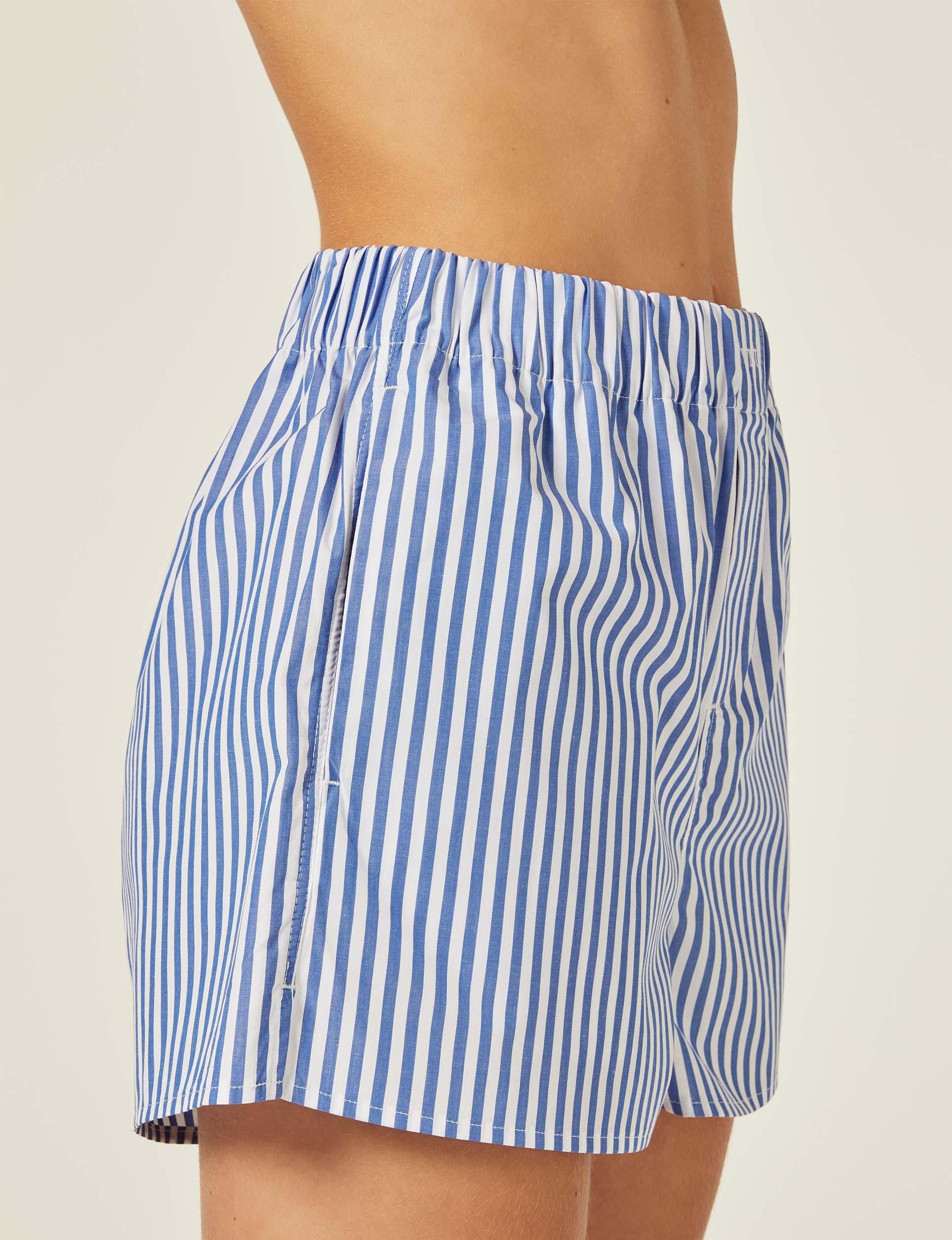 The Short: Poplin, Royal Blue Stripe | With Nothing Underneath