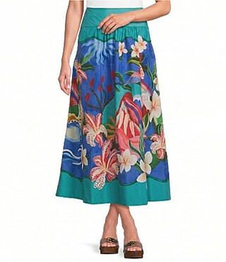Farm Rio Multicolor Garden Of Life Print Midi Coordinating Skirt -  XL | Dillard's
