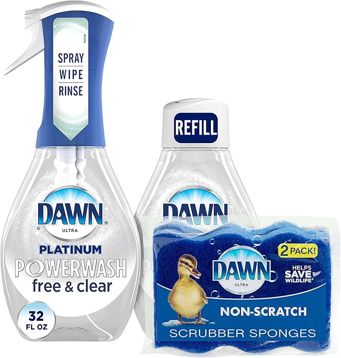 Dawn Free & Clear Powerwash Dish Spray, Dish Soap, 1 Spray (16oz), 1 Refill (16oz) Non-Scratch Sc... | Amazon (US)