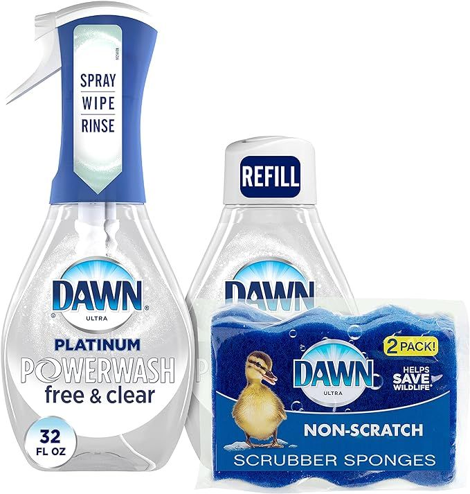 Dawn Free & Clear Powerwash Dish Spray, Dish Soap, 1 Spray (16oz), 1 Refill (16oz) Non-Scratch Sc... | Amazon (US)