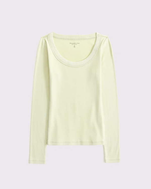 Women's Long-Sleeve Balletic Scoopneck Top | Women's Tops | Abercrombie.com | Abercrombie & Fitch (US)