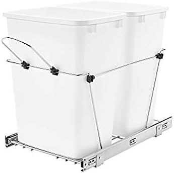 Rev-A-Shelf RV-18KD-11C-S Double 35-Quart Chrome Wire Bottom Mount Pullout Kitchen Waste Trash Ca... | Amazon (US)