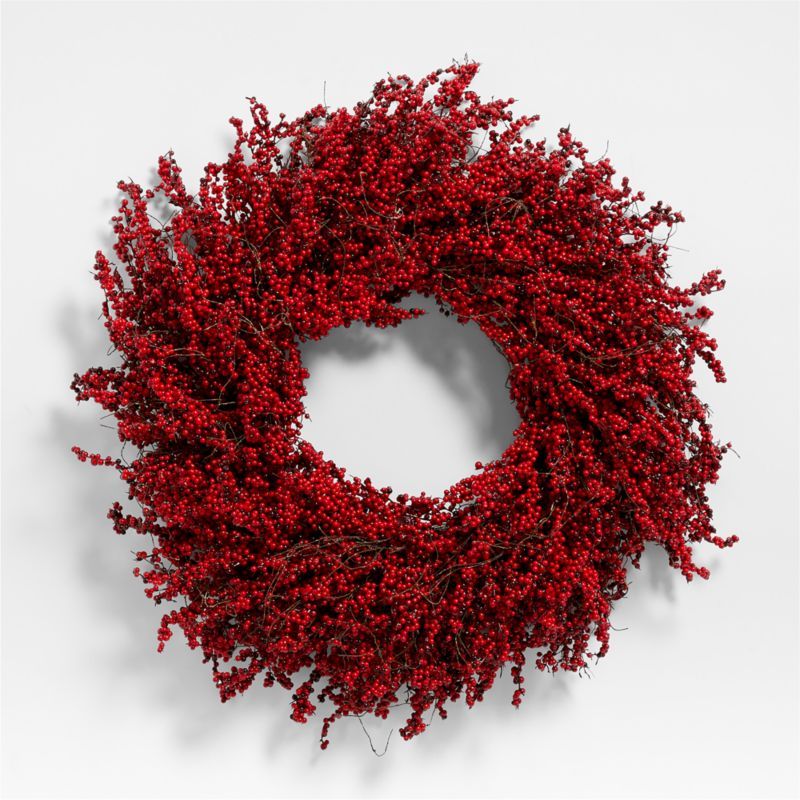 Faux Red Berry Wreath 32" | Crate & Barrel | Crate & Barrel