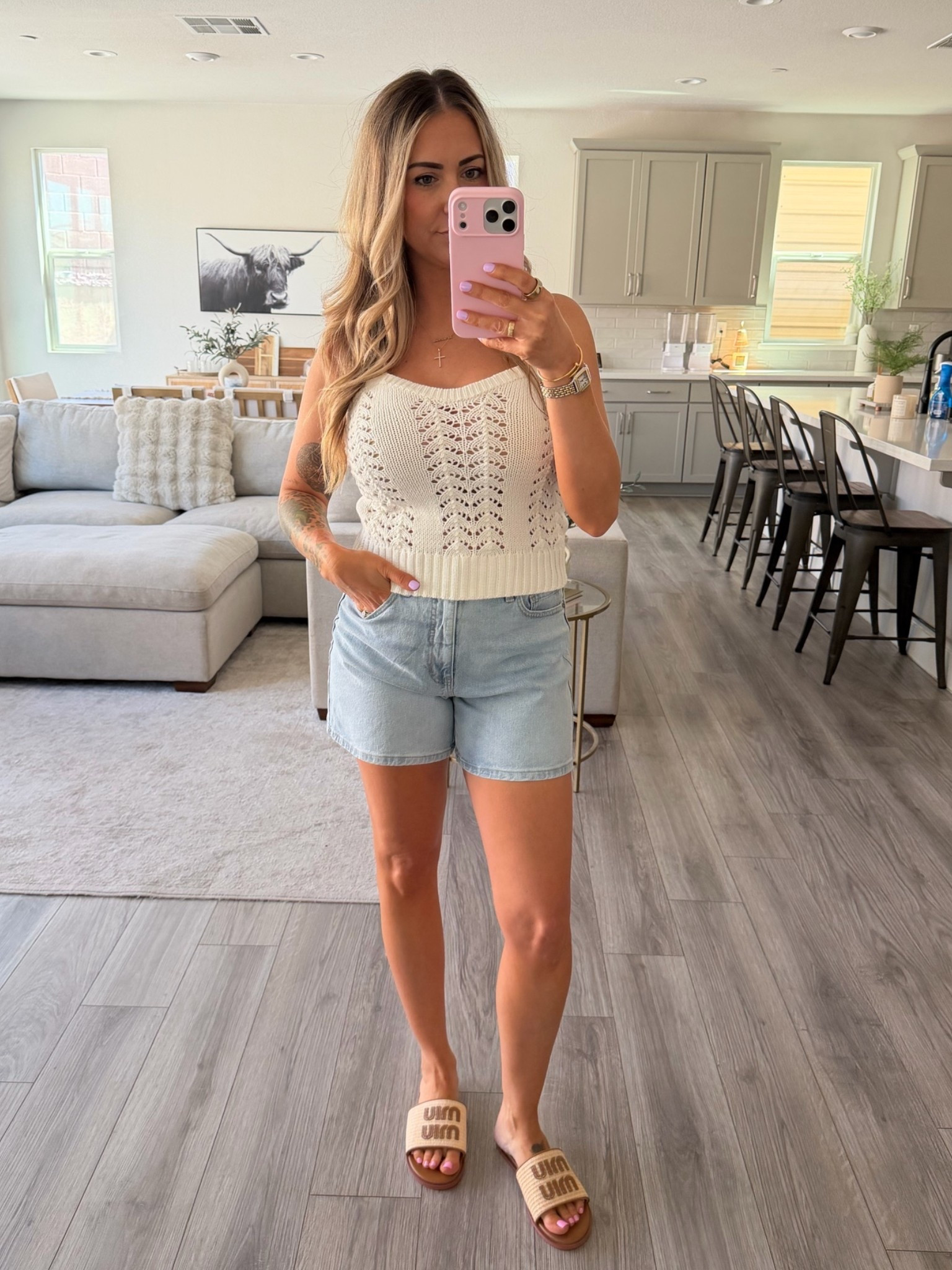 My favorite longer mom shorts wearing a size 6 and the cutest vacation top! Size small

#LTKgrwm #LTKootd #LTKmomlife