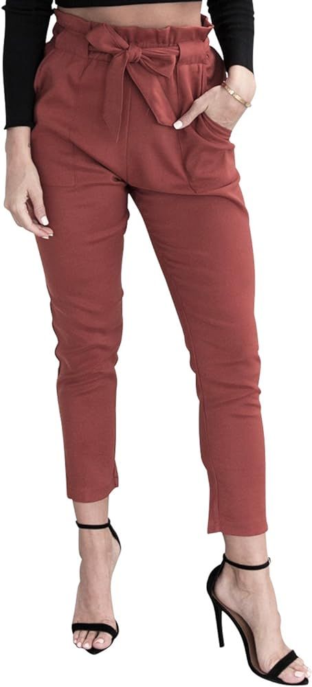 BerryGo Women's Casual Loose High Waist Stretchy Skinny Slim Long Pants | Amazon (US)