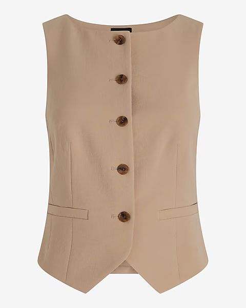 High Neck Button Front Blazer Vest | Express