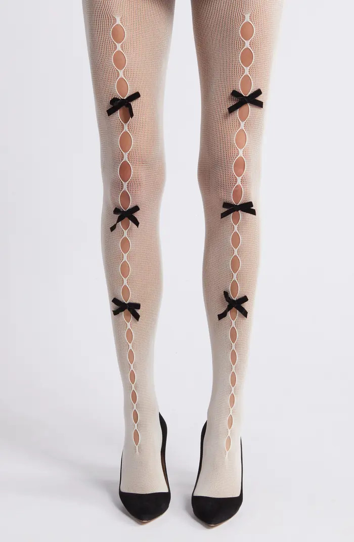 Velvet Bow Cutout Tights | Nordstrom