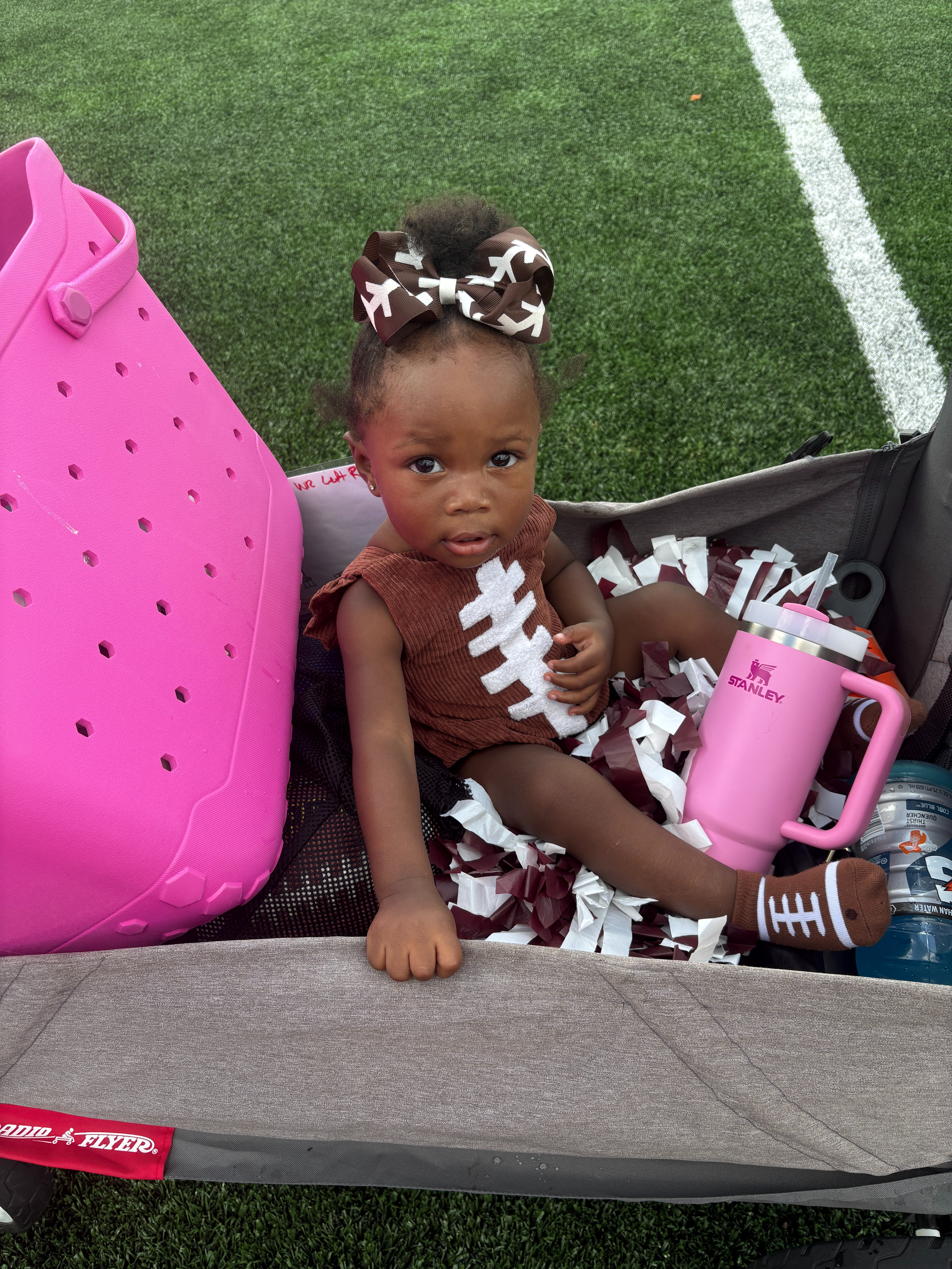 🏈 Game day cutie in her football onesie! She might be small, but she’s already our favorite little MVP 💕 #LTKBaby #GameDayStyle #LTKFamily #MomLife #BabyOOTD 

 #LTKBaby
