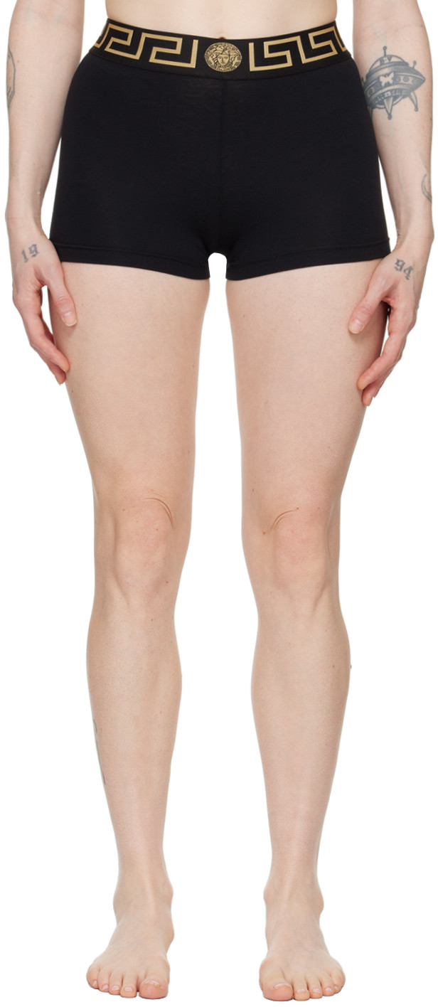 Black Greca Border Boy Shorts | SSENSE